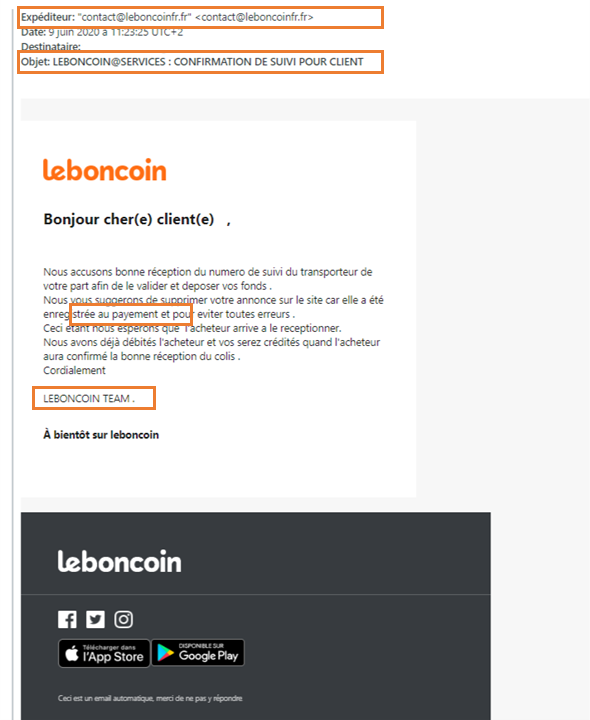 exemple email frauduleux leboncoin